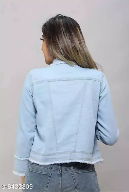 Crop Denim Full Sleeves Stylish Jacket For Women | Best Price