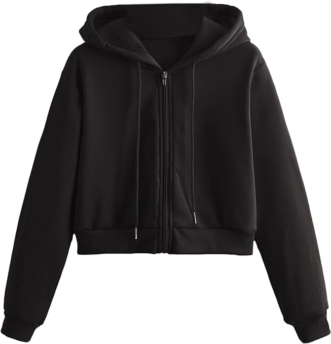 Plain Crop Hoodie For Women & Girls Online | Zip Sweatshirt