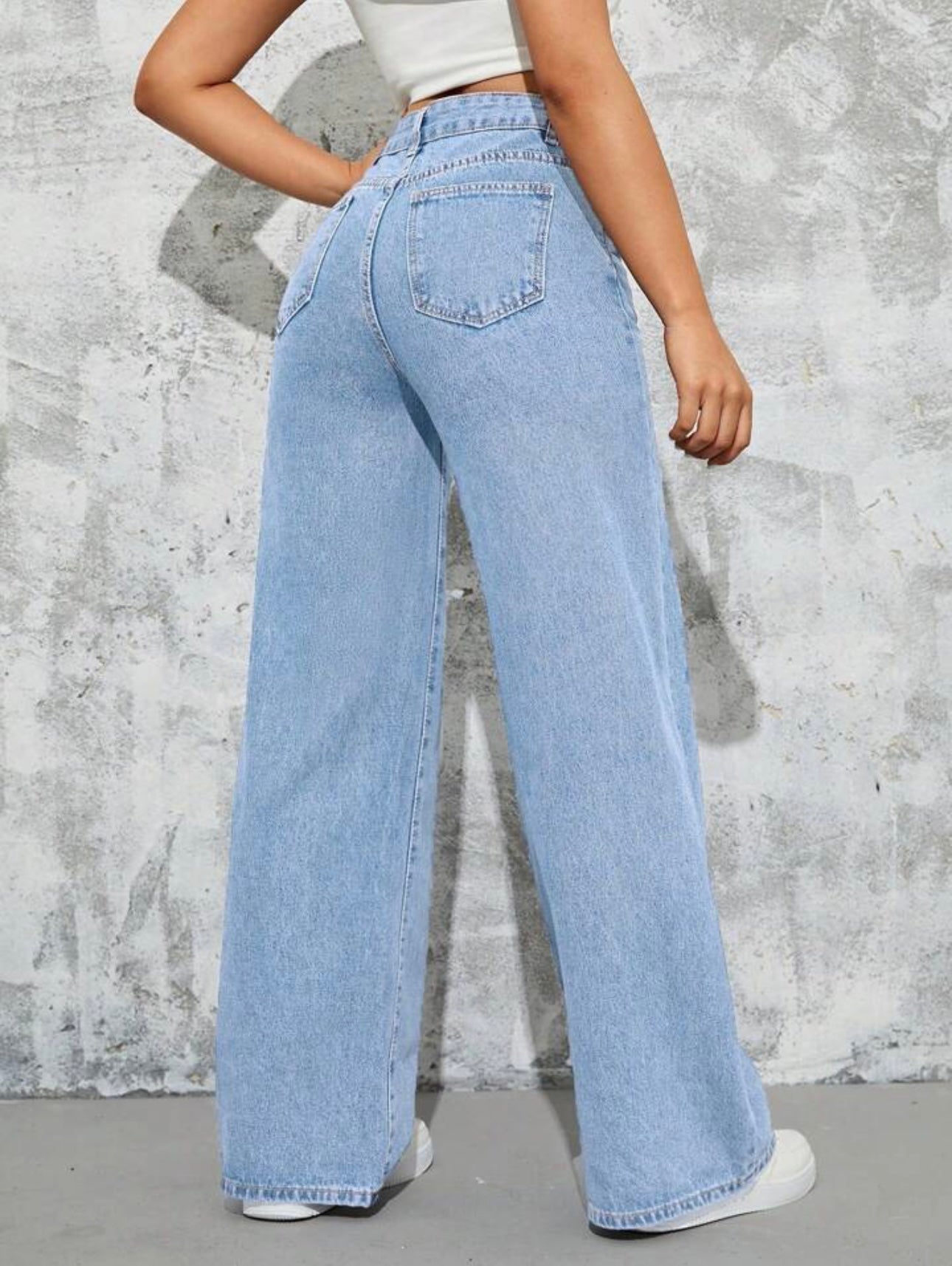 Light Blue High Waist Wide Leg Bell Bottom Jeans She Clothes