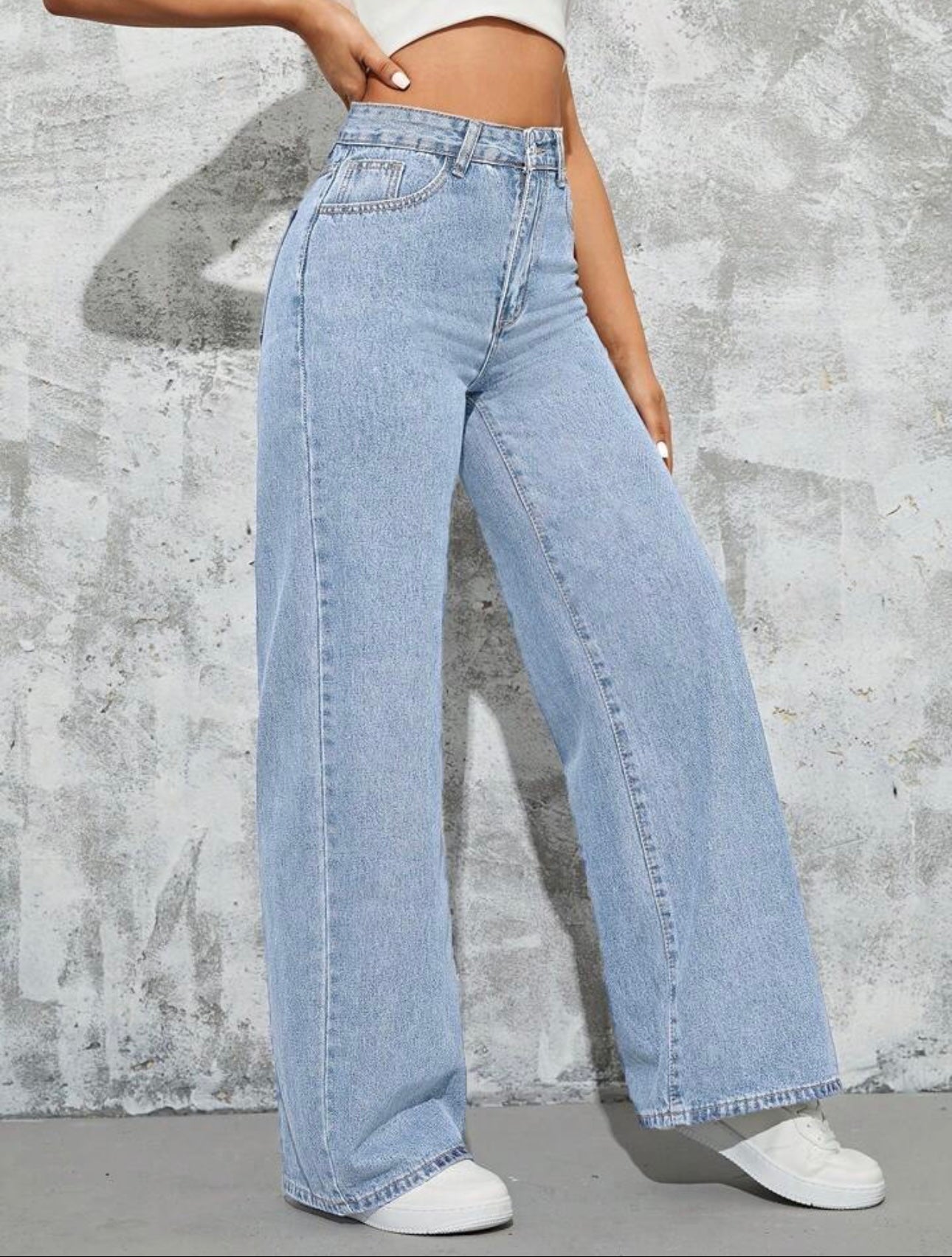 Light Blue High Waist Wide Leg Bell Bottom Jeans She Clothes