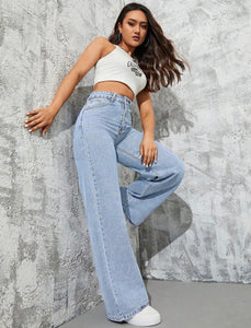 Light Blue High Waist Wide Leg Bell Bottom Jeans She Clothes