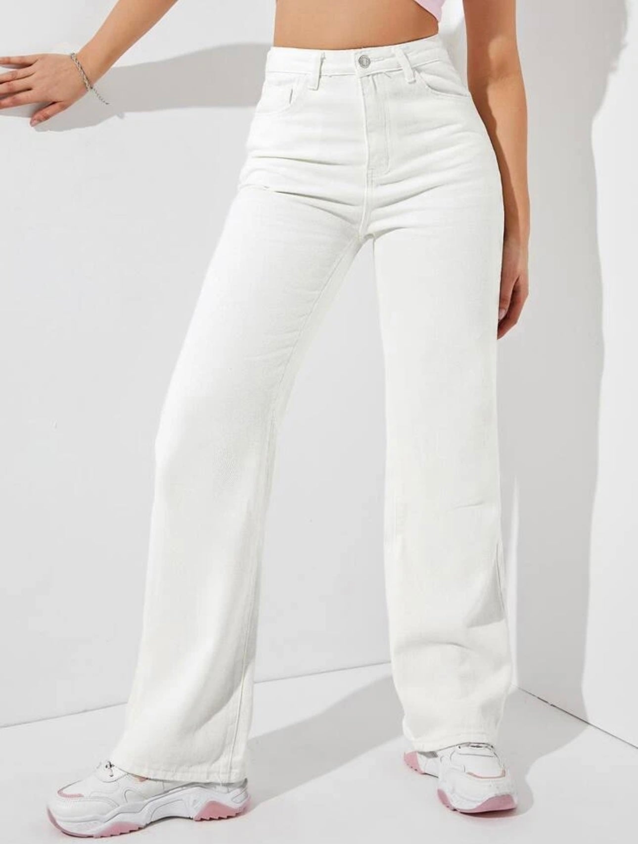 White High Waist Wide Leg Bell Bottom Jeans For Women | Baggy Jeans