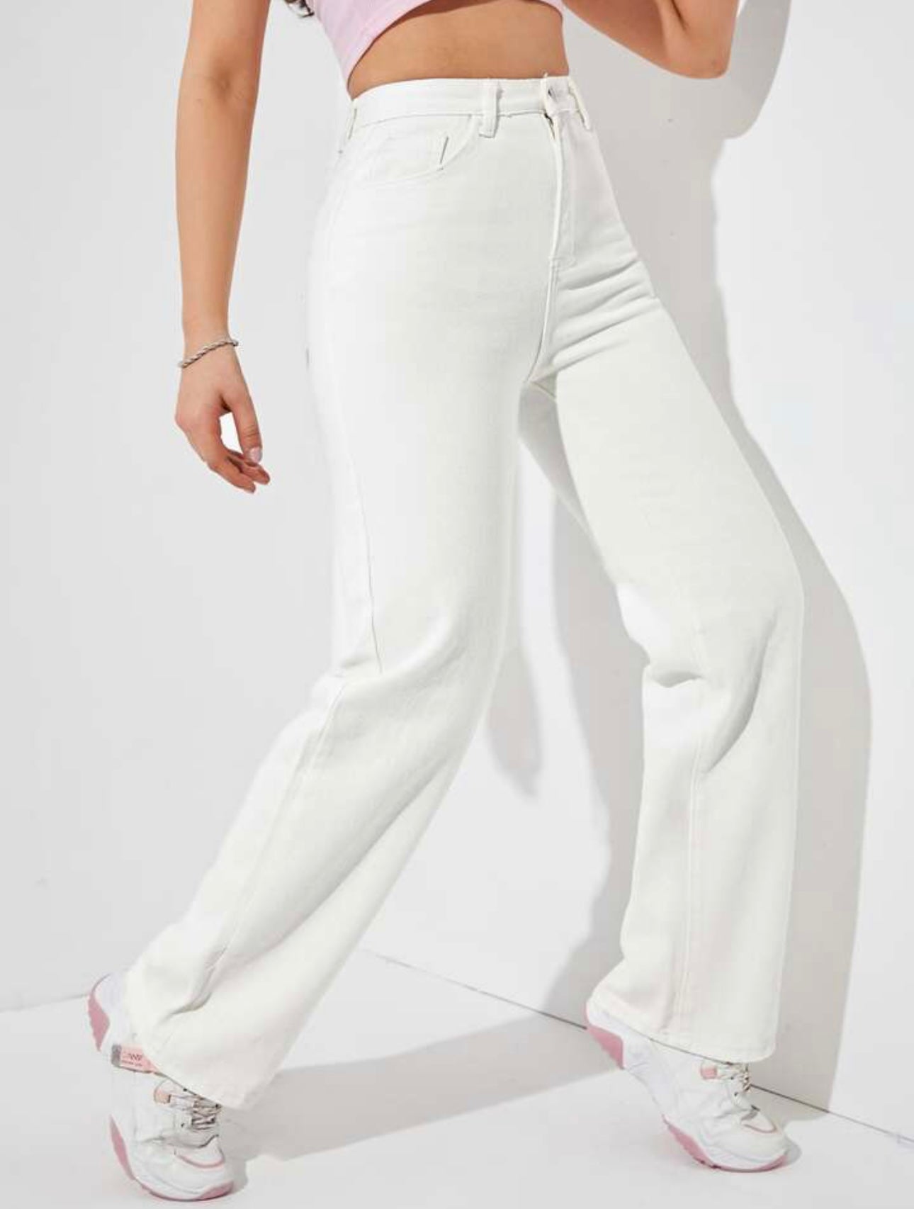 White High Waist Wide Leg Bell Bottom Jeans For Women | Baggy Jeans