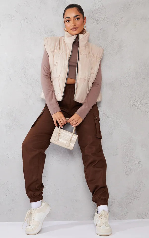 Buy Chocolate Color Pure Denim Cargo Jeans For Women