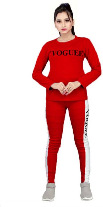 Red Winter Co Ord Set Tracksuit For Women