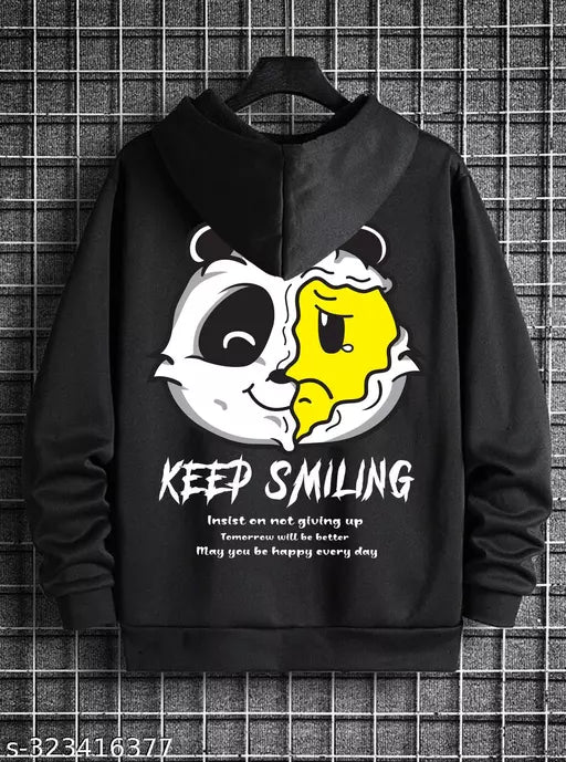 Keep Smiling Printed Winter Hoodie For Men | Pullover Sweatshirts