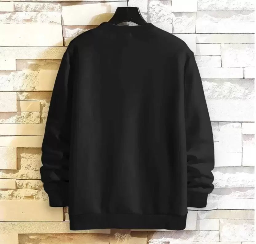 Black Cotton Fleece Sweatshirt For Men