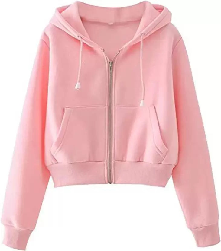 Plain Crop Hoodie For Women & Girls Online | Zip Sweatshirt