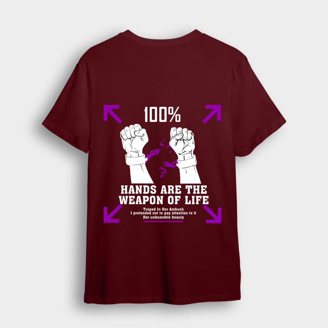 Hands Are The Weapon Of Life Oversized T Shirt | Unisex Baggy Tees