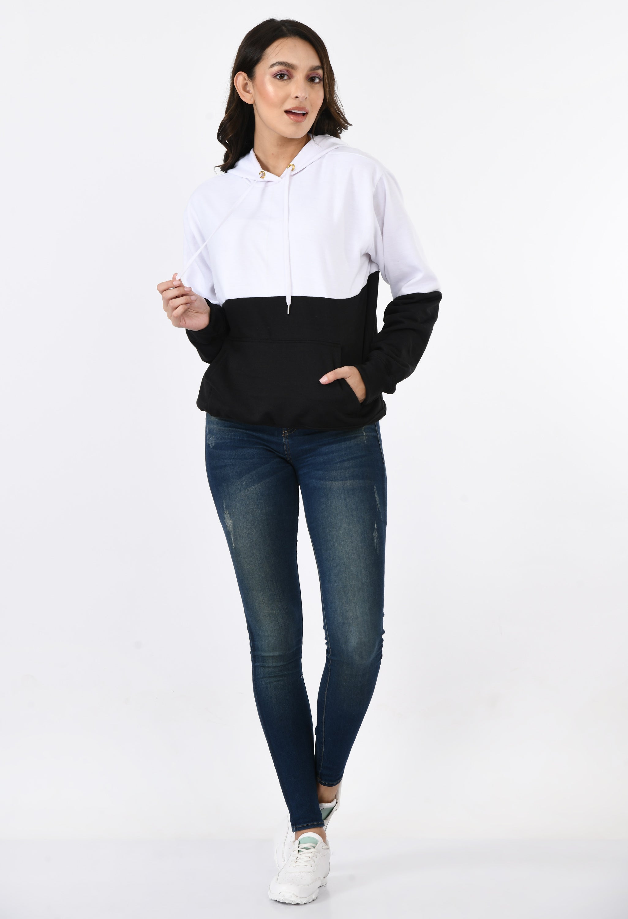 Plain Black And White Hoodie For Women And Girls | Pullover Sweatshirts