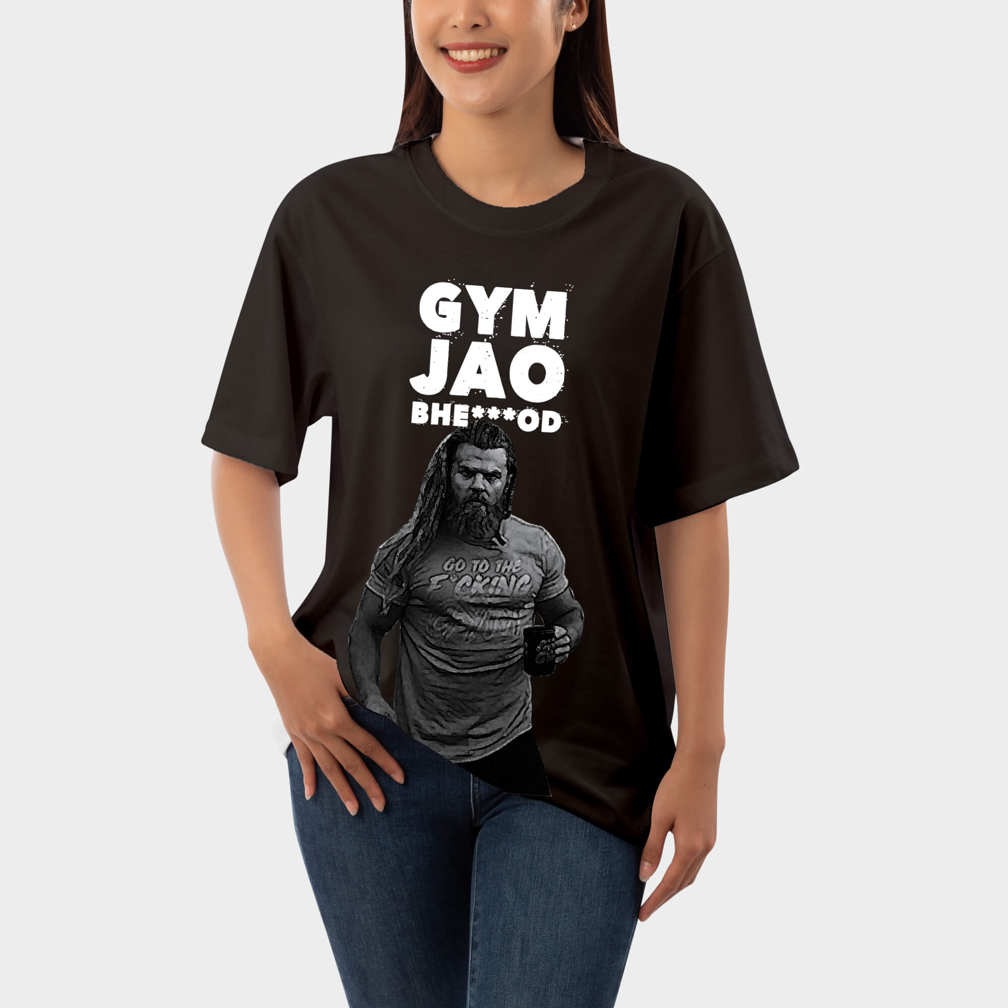 Gym Jao Bhenchod Oversized T Shirt Online | Unisex Baggy Tees